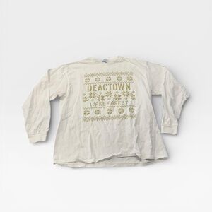 Wake Forest Deactown Holiday White Long Sleeve With Gold Print Cotton XL Unisex